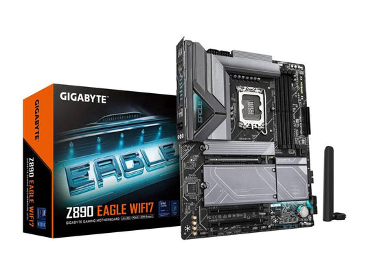 The GIGABYTE Z890 EAGLE WIFI7 Ultra Core is a high-performance ATX motherboard designed for Intel Core Ultra processors, offering broad system compatibility and expandability. It supports DDR5 memory up to 256GB, features advanced connectivity including USB4 and DisplayPort, and integrates Realtek 2.5GbE networking. Ideal for enthusiasts and professionals, it provides versatile I/O and premium BIOS optimization.