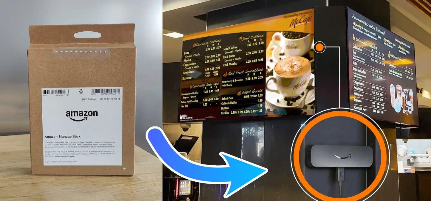 Eye-In Media Digital Signage Cloud Software with Amazon Signage Stick, 4K Video Support, WiFi 6E Compatible