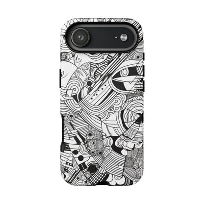 B&W ABSTRACT DOODLE | Tough Phone Case
