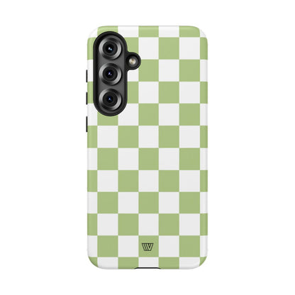 PALE OLIVE WHITE CHECKERBOARD | Tough Phone Case