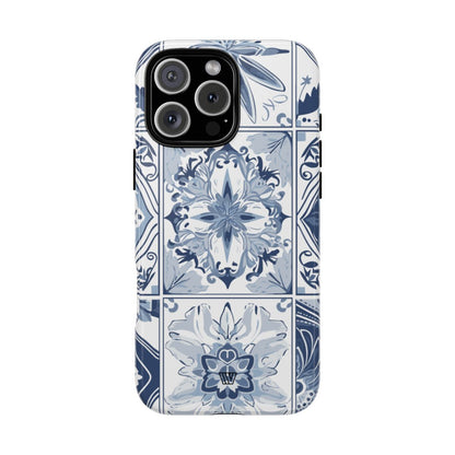 BLUE WHITE TILE | Tough Phone Case