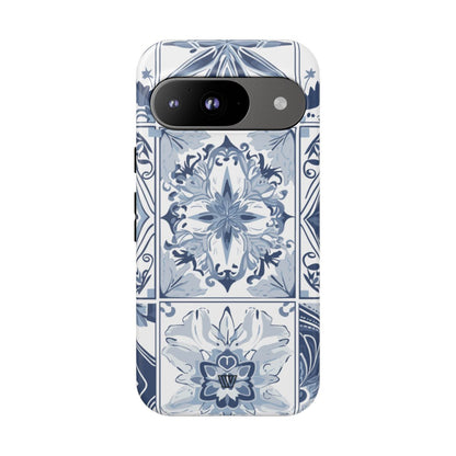 BLUE WHITE TILE | Tough Phone Case