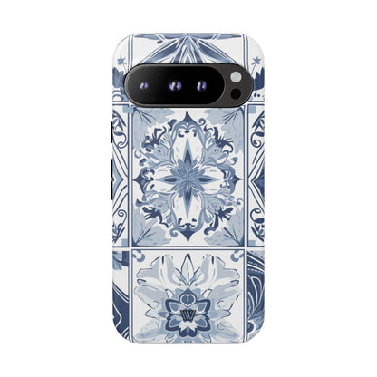 BLUE WHITE TILE | Tough Phone Case
