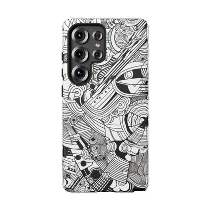 B&W ABSTRACT DOODLE | Tough Phone Case