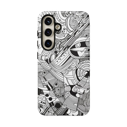 B&W ABSTRACT DOODLE | Tough Phone Case