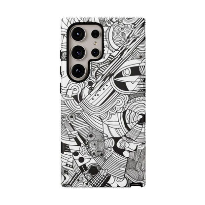 B&W ABSTRACT DOODLE | Tough Phone Case