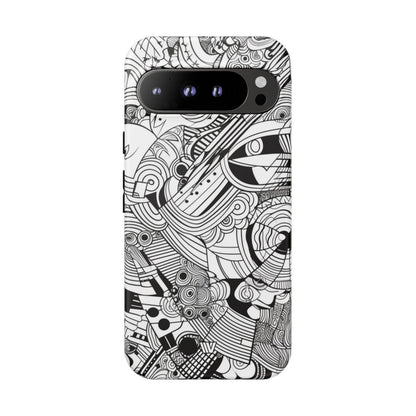 B&W ABSTRACT DOODLE | Tough Phone Case