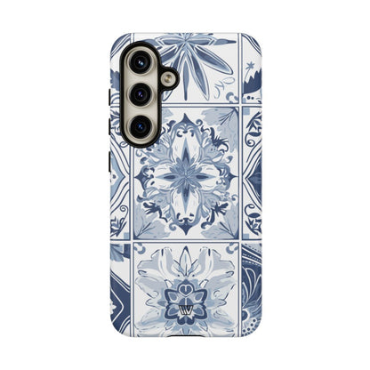 BLUE WHITE TILE | Tough Phone Case